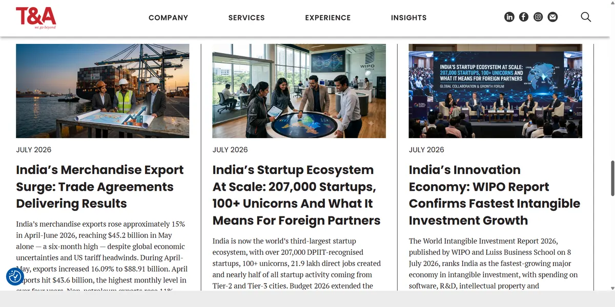 Homepage of a global consulting and advisory group, redesigned on WordPress
